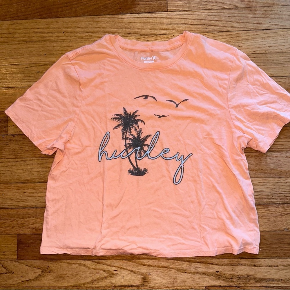 Hurley T-Shirt Women Orange Hurley Logo Cropped Cotton